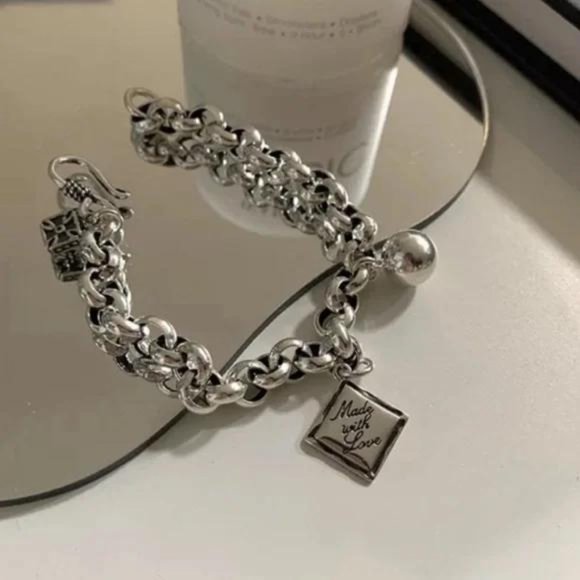NEW 925 STERLING SILVER ENGLISH SQUARE BRACELET, NICE BRACELET, CUTE BRACELET - Picture 3 of 5